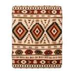 Southwestern Aztec Diamond Sherpa Fleece Blanket | Tribal Pattern Throw