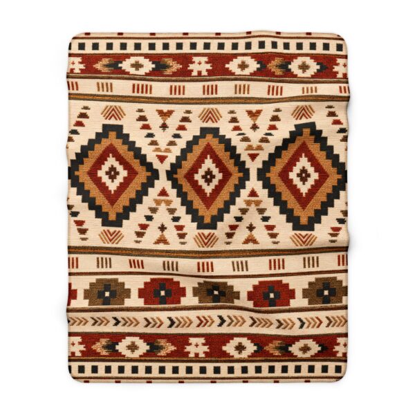 Southwestern Aztec Diamond Sherpa Fleece Blanket | Tribal Pattern Throw