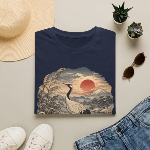 Crane Sunset T-Shirt — Vintage Japanese Ukiyo-e Landscape Tee