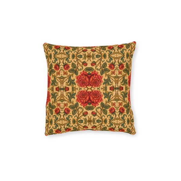 Vintage Rose Tapestry Square Pillow — Floral Decorative Cushion