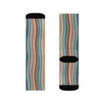 Earth-Tone Retro Wavy Stripe Sublimation Crew Socks