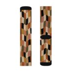 Retro Patchwork Earth Tone Geometric Crew Socks