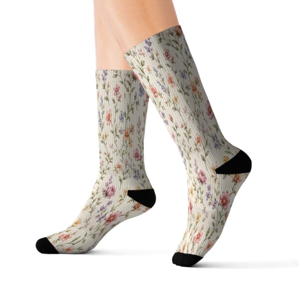 Floral Vintage Ribbed Sublimation Socks