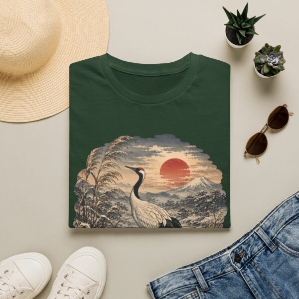 Crane Sunset T-Shirt — Vintage Japanese Ukiyo-e Landscape Tee