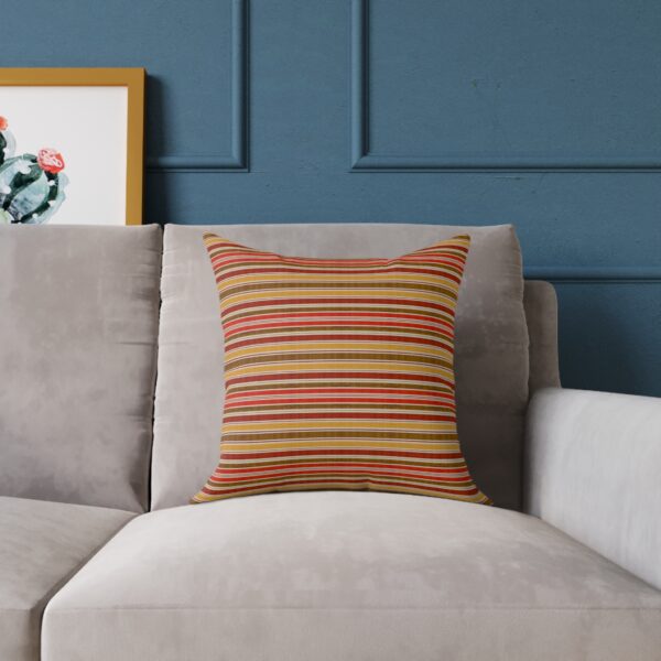 Rustic Red Orange Brown Striped Throw Pillow Square Poly Canvas Pillow
