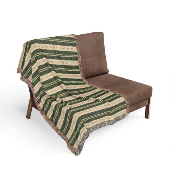 Green Rustic Stripe Woven Blanket | Southwestern Stripe Woven Blanket