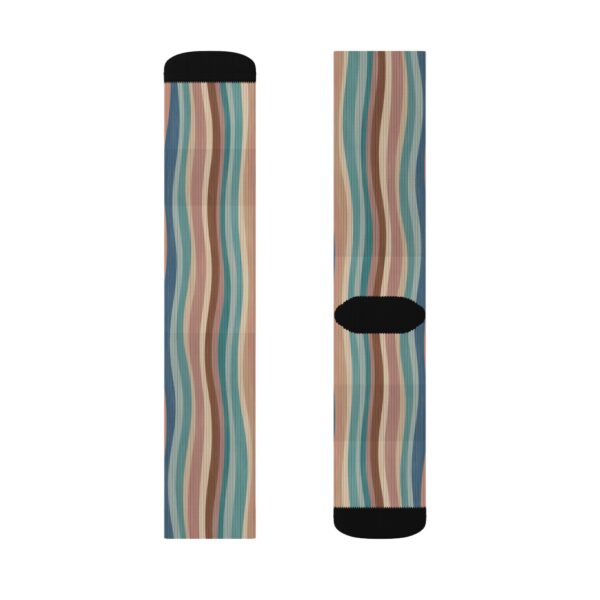 Earth-Tone Retro Wavy Stripe Sublimation Crew Socks