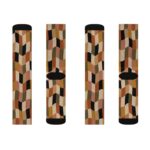Retro Patchwork Earth Tone Geometric Crew Socks