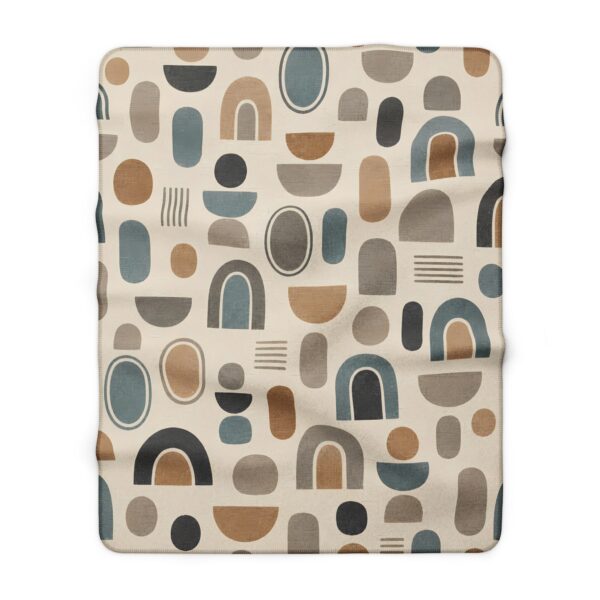 Mid Century Geometric Abstract Shapes Sherpa Fleece Blanket | Neutral Modern Throw