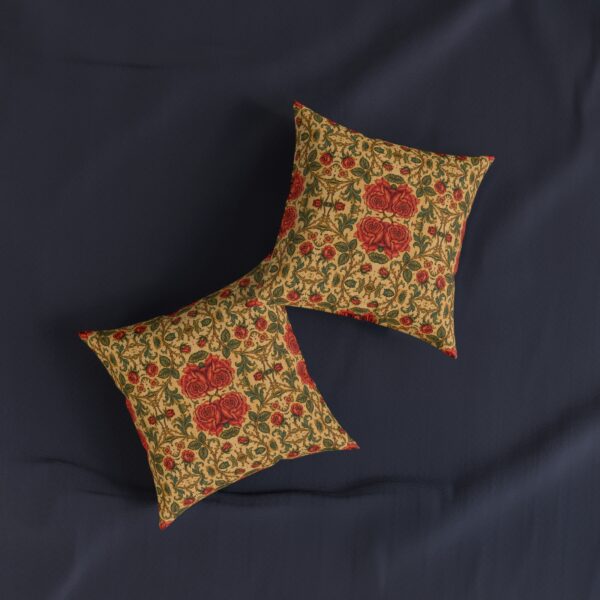 Vintage Rose Tapestry Square Pillow — Floral Decorative Cushion