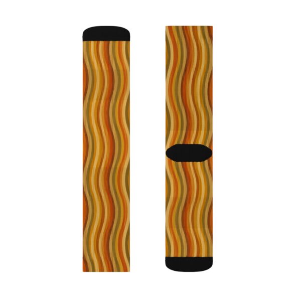 Autumn Waves Sublimation Socks — Retro Wavy Orange Fall Crew Socks
