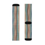 Earth-Tone Retro Wavy Stripe Sublimation Crew Socks
