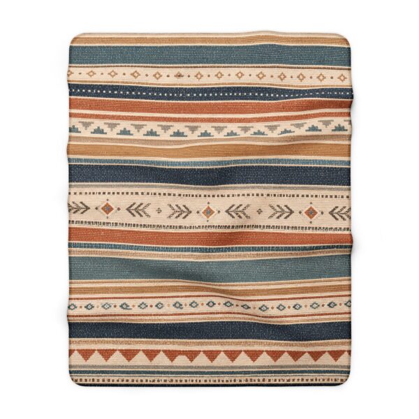 Southwestern Aztec Stripe Sherpa Blanket | Boho Tribal Throw