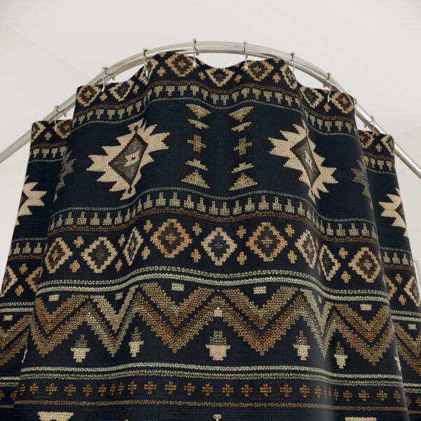 Southwestern Aztec Tribal Geometric Shower Curtain — Rustic Bathroom Decor