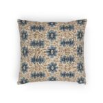 Blue Geometric Boho Tribal Pattern Pillow | Woven Textured Throw Cushion