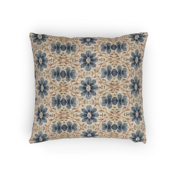Blue Geometric Boho Tribal Pattern Pillow | Woven Textured Throw Cushion