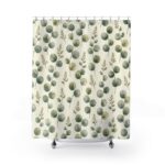 Eucalyptus Leaf Pattern Shower Curtain | Botanical Bathroom Decor
