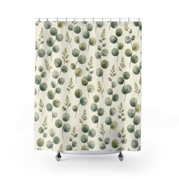 Eucalyptus Leaf Pattern Shower Curtain | Botanical Bathroom Decor