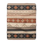 Southwestern Aztec Stripe Sherpa Blanket | Tribal Pattern Cozy Throw