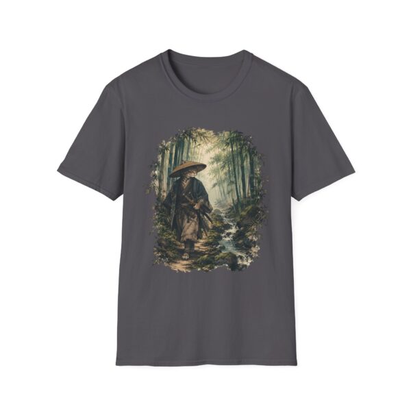 Samurai with Straw Hat Bamboo Forest T-Shirt | Japanese Warrior Illustration