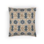 Blue Geometric Boho Tribal Pattern Pillow | Woven Textured Throw Cushion