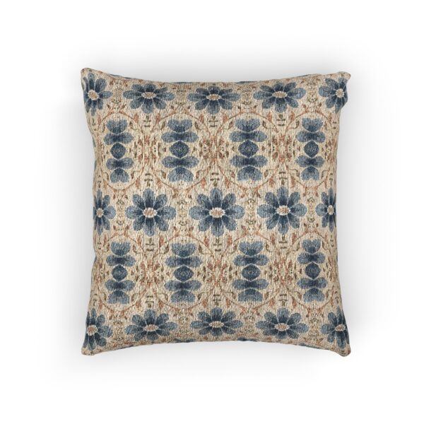 Blue Geometric Boho Tribal Pattern Pillow | Woven Textured Throw Cushion