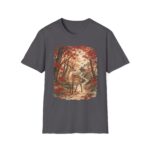 Autumn Deer Ukiyo-e T-Shirt — Rustic Fall Woodland Tee with Deer & Maple Leaves