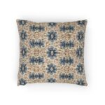 Blue Geometric Boho Tribal Pattern Pillow | Woven Textured Throw Cushion