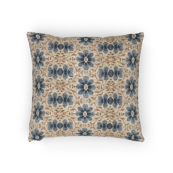 Blue Geometric Boho Tribal Pattern Pillow | Woven Textured Throw Cushion