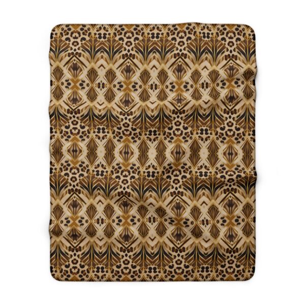 Brown Aztec Tribal Pattern Sherpa Fleece Blanket | Boho Geometric Throw