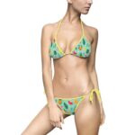 Tropical Citrus Pineapple Bikini Top – Women's Fruit Pattern Swimsuit