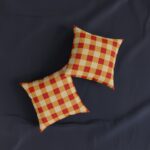 Autumn Plaid Square Pillow — Cozy Red & Mustard Buffalo Check Throw Cushion