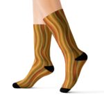 Autumn Waves Sublimation Socks — Retro Wavy Orange Fall Crew Socks