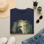 Samurai with Straw Hat Bamboo Forest T-Shirt | Japanese Warrior Illustration