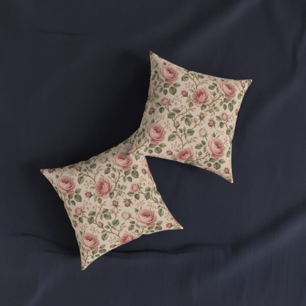 Vintage Rose Floral Square Pillow – Classic Botanical Throw Pillow