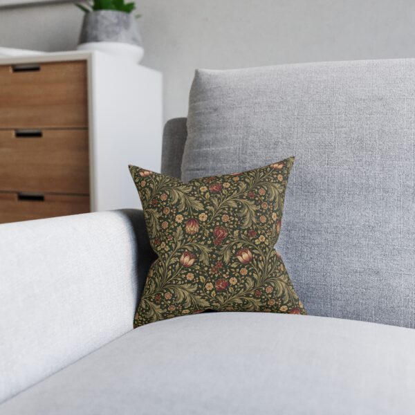 Heritage Garden Scroll Square Pillow — Floral Scroll Decorative Throw Pillow