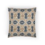 Blue Geometric Boho Tribal Pattern Pillow | Woven Textured Throw Cushion