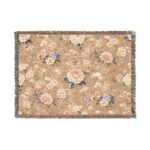 Vintage Rose Floral Woven Blanket | Cottagecore Throw, Rose Pattern