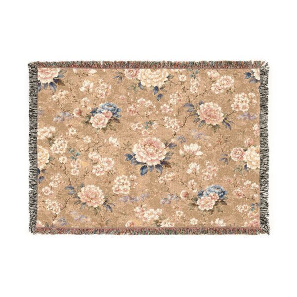 Vintage Rose Floral Woven Blanket | Cottagecore Throw, Rose Pattern