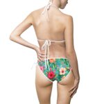 Tropical Floral Triangle Tie‑Side Bikini — Women's Swimsuit