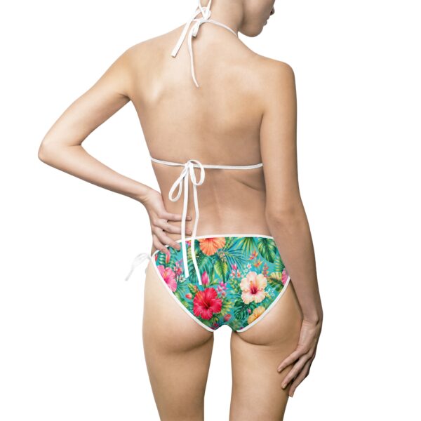 Tropical Floral Triangle Tie‑Side Bikini — Women's Swimsuit