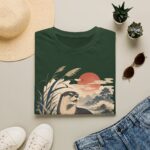 Otter Sunset Ukiyo-e Vintage Wildlife T-Shirt