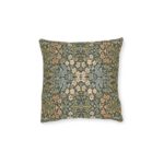 William Morris Floral Damask Square Pillow — Vintage-Inspired Throw Pillow