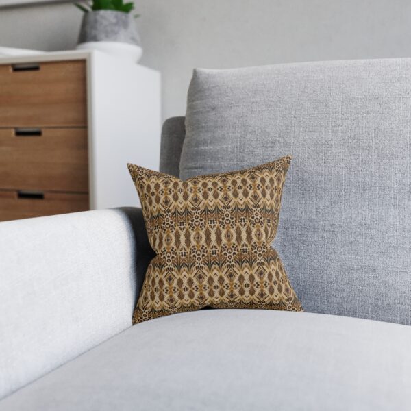 Boho Ikat Tribal Geometric Square Pillow | Neutral Throw Pillow