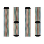 Earth-Tone Retro Wavy Stripe Sublimation Crew Socks