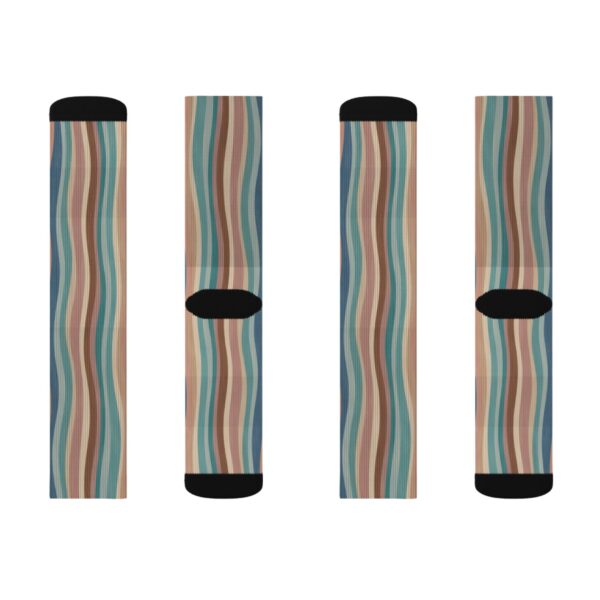 Retro Wavy Stripe Sublimation Crew Socks — Cozy Multicolor