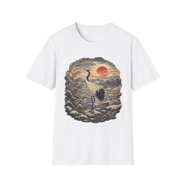 Crane Sunset T-Shirt — Vintage Japanese Ukiyo-e Landscape Tee