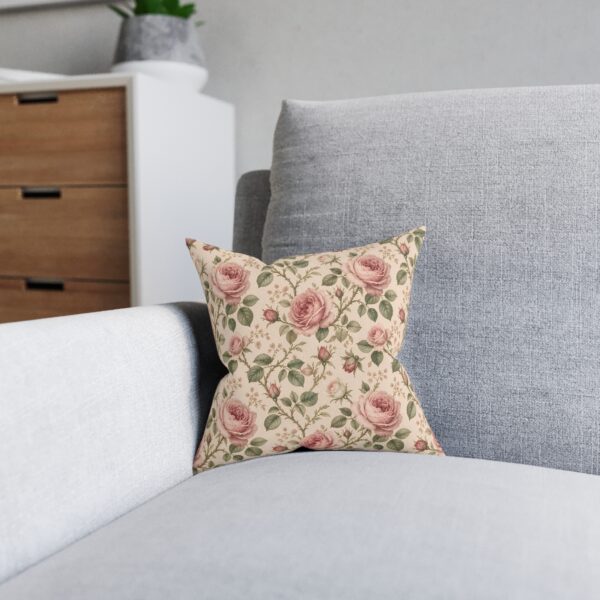 Vintage Rose Floral Square Pillow – Classic Botanical Throw Pillow