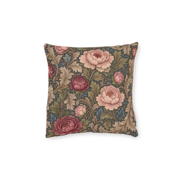 Victorian Floral Peony Tapestry Square Pillow | Decorative Cushion