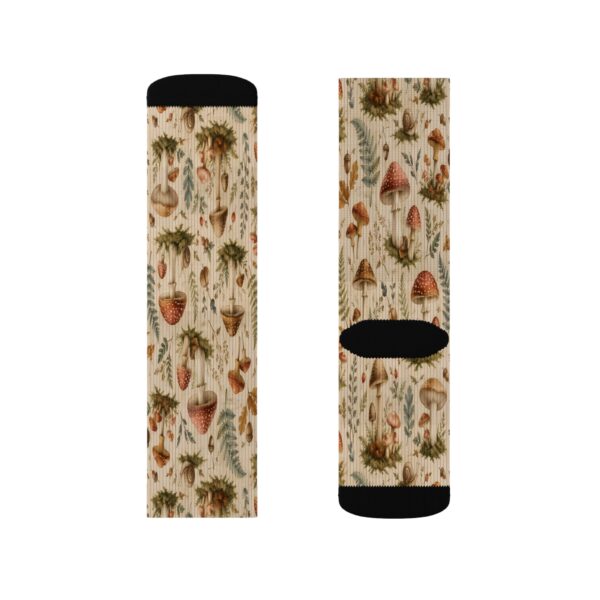 Mushroom Garden Sublimation Socks — Vintage Botanical Cozy Crew Socks